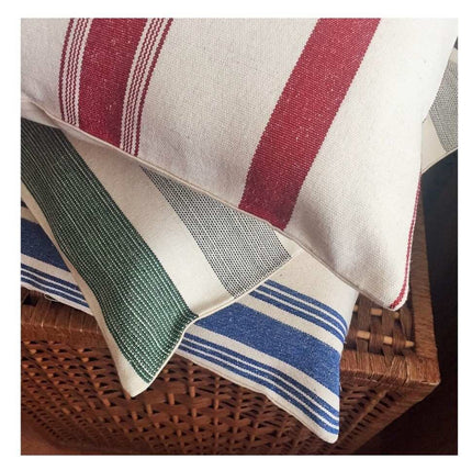 Red Striped Heavy Weight Softened Linen Cotton Fabric By The Yard.