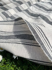 Sile Cloth Cotton Natural Fabric With Black Stripes.