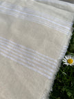 Yumuşak Akışkan Geniş Çizgili Orta Ağırlıkta Yumuşatılmış Keten Pamuklu Kumaş Metre Başına 200g/m2 - Döşemelik Çizgili Fransız Stili veya Kimono veya Pantolon İçin Dikiş Projeleri İçin - Doğal Döşemelik Kumaşlar 235 CM Genişlik.