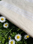 Yumuşak Akışkan Geniş Çizgili Orta Ağırlıkta Yumuşatılmış Keten Pamuklu Kumaş Metre Başına 200g/m2 - Döşemelik Çizgili Fransız Stili veya Kimono veya Pantolon İçin Dikiş Projeleri İçin - Doğal Döşemelik Kumaşlar 235 CM Genişlik.