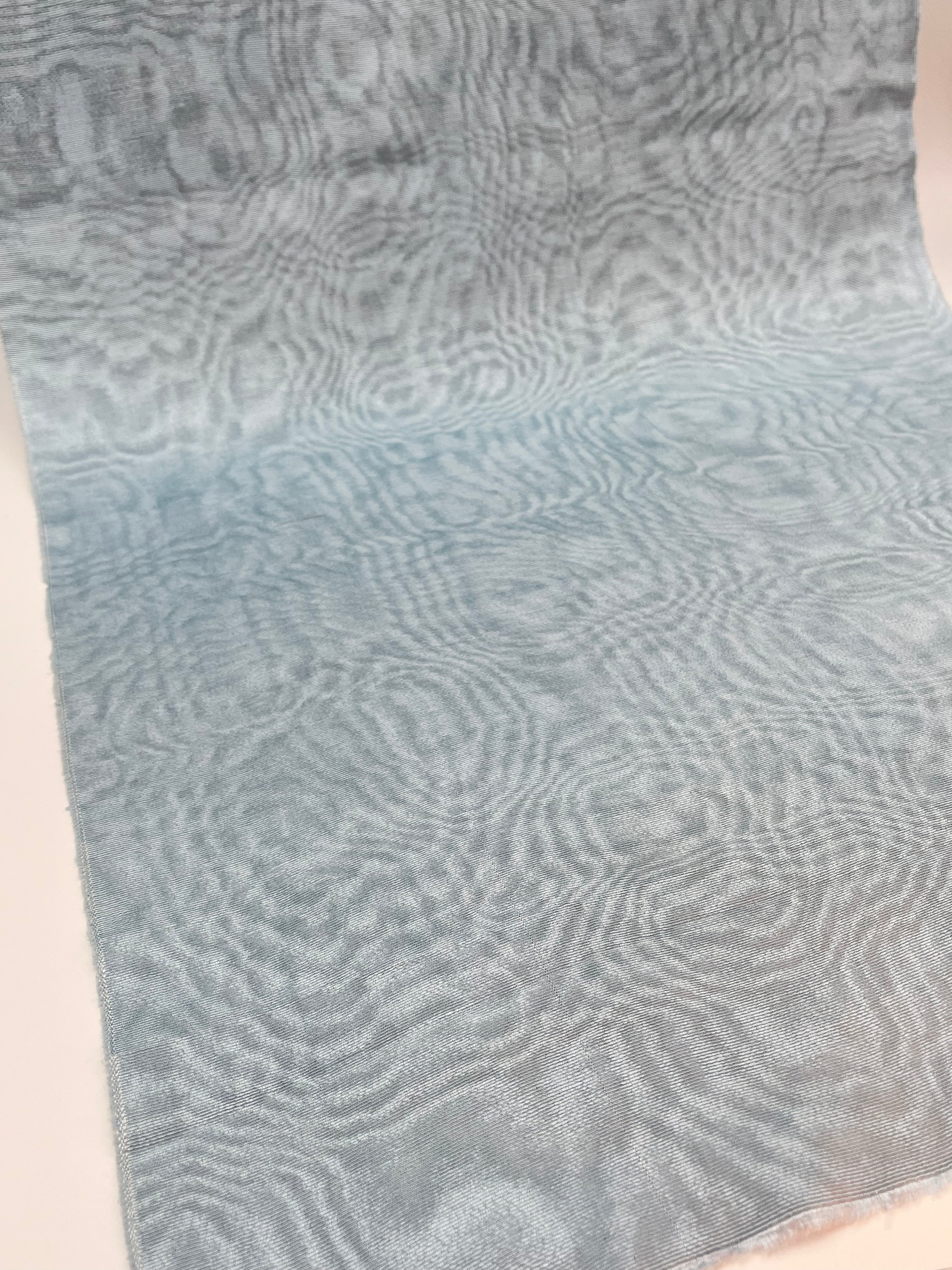 Ice Blue Silk Fabric, Moire Silk Fabric, Silk By The Yard. Watermark Pattern.