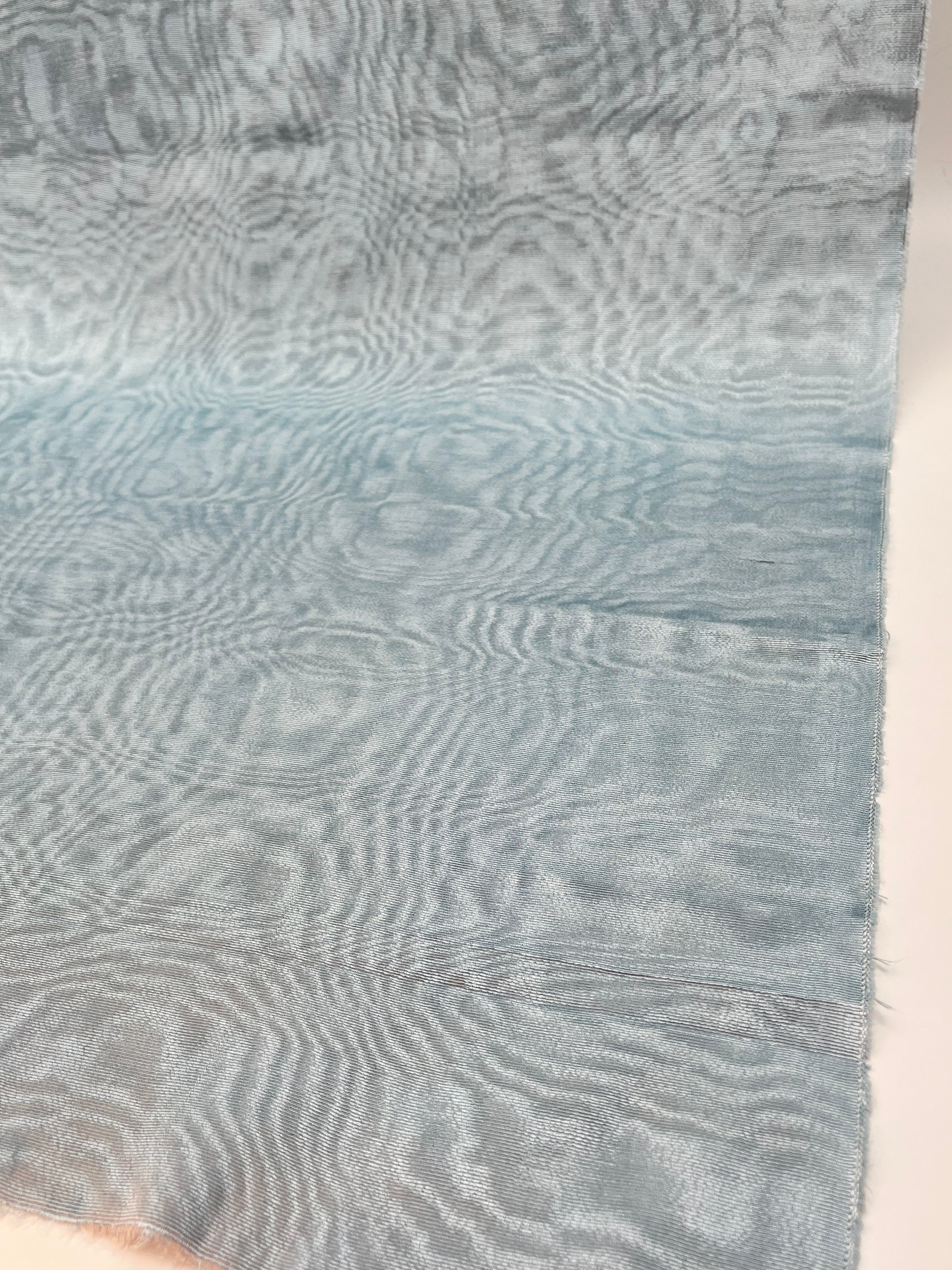Ice Blue Silk Fabric, Moire Silk Fabric, Silk By The Yard. Watermark Pattern.