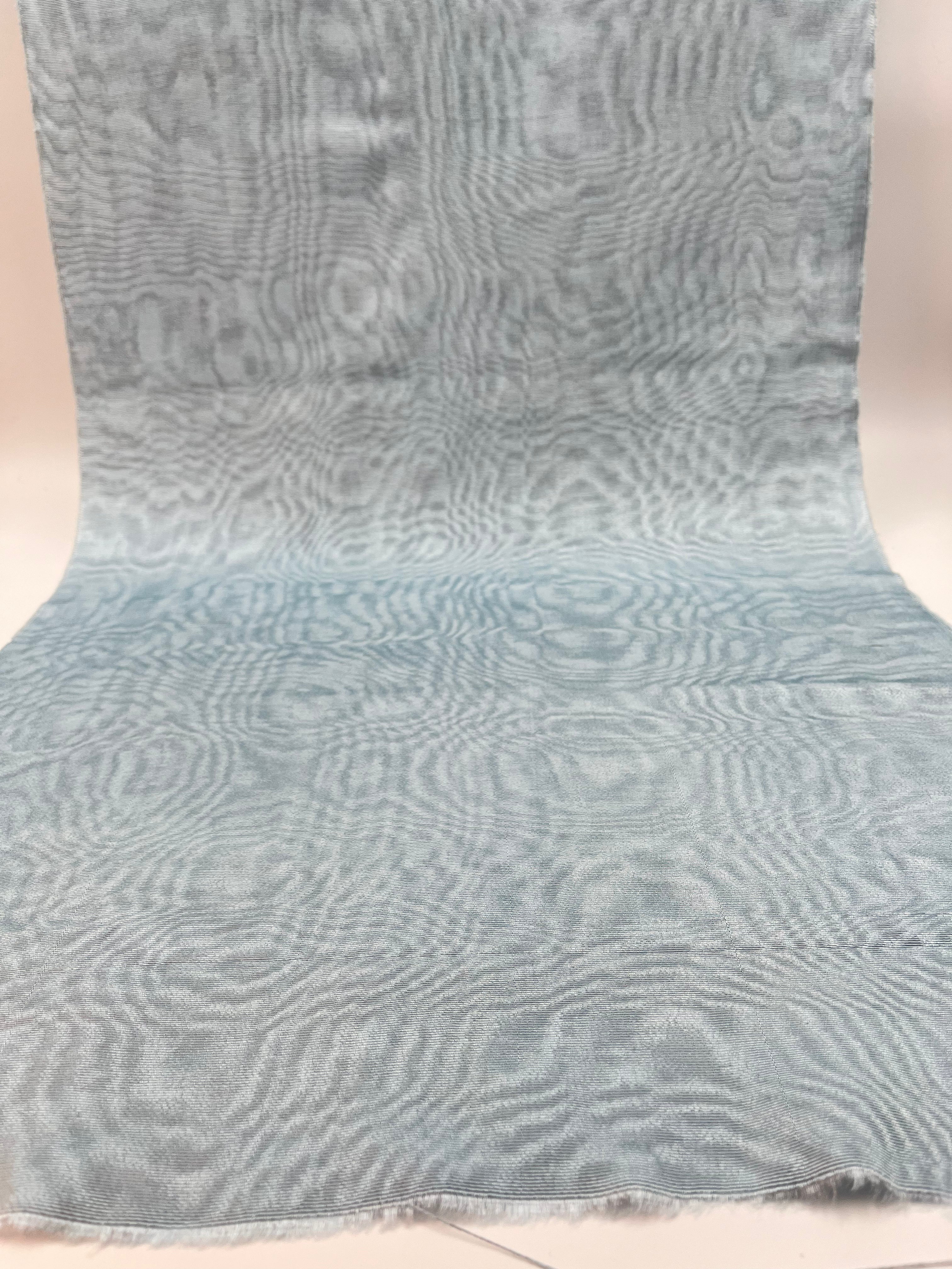 Ice Blue Silk Fabric, Moire Silk Fabric, Silk By The Yard. Watermark Pattern.