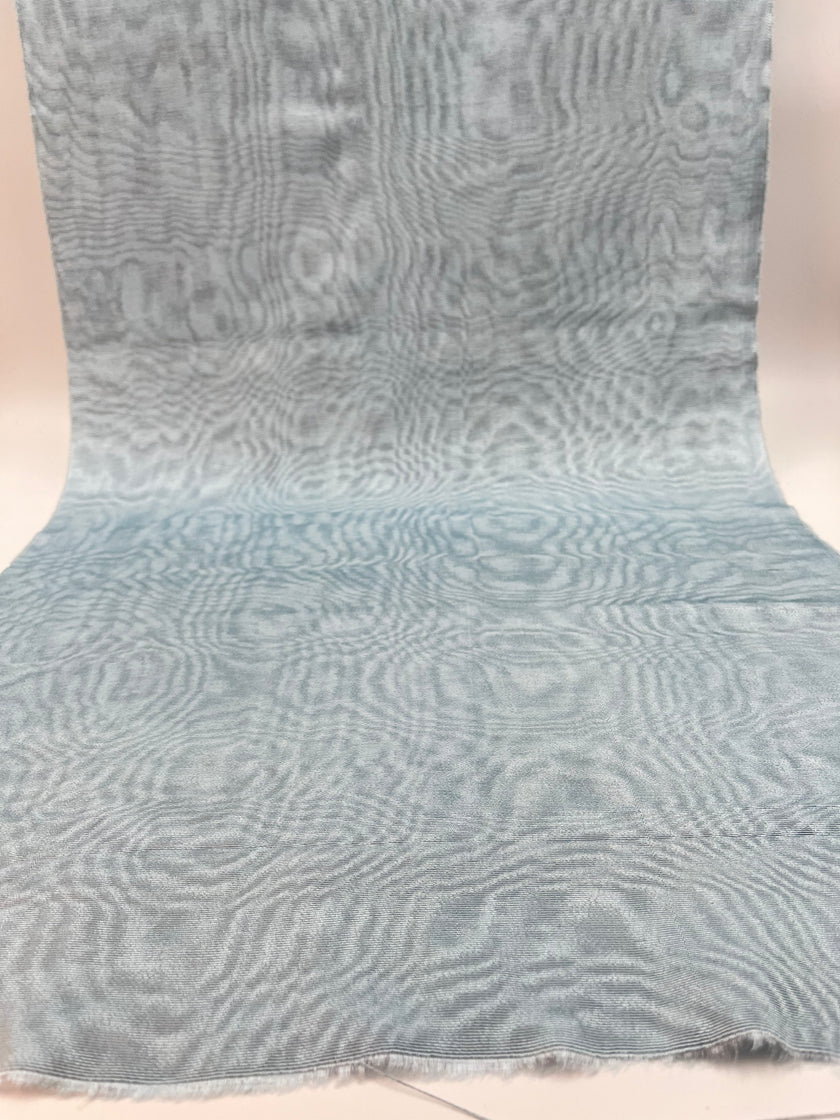Ice Blue Silk Fabric, Moire Silk Fabric, Silk By The Yard. Watermark Pattern.