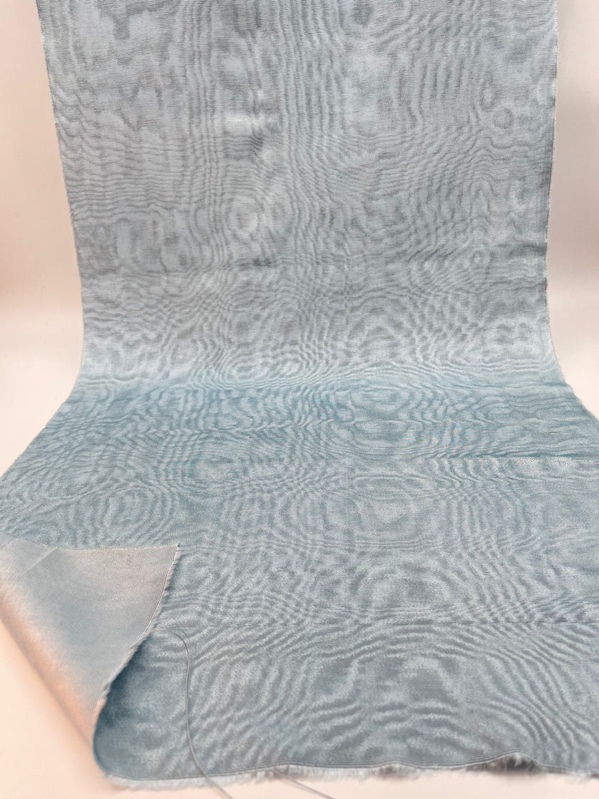 Ice Blue Silk Fabric, Moire Silk Fabric, Silk By The Yard. Watermark Pattern.