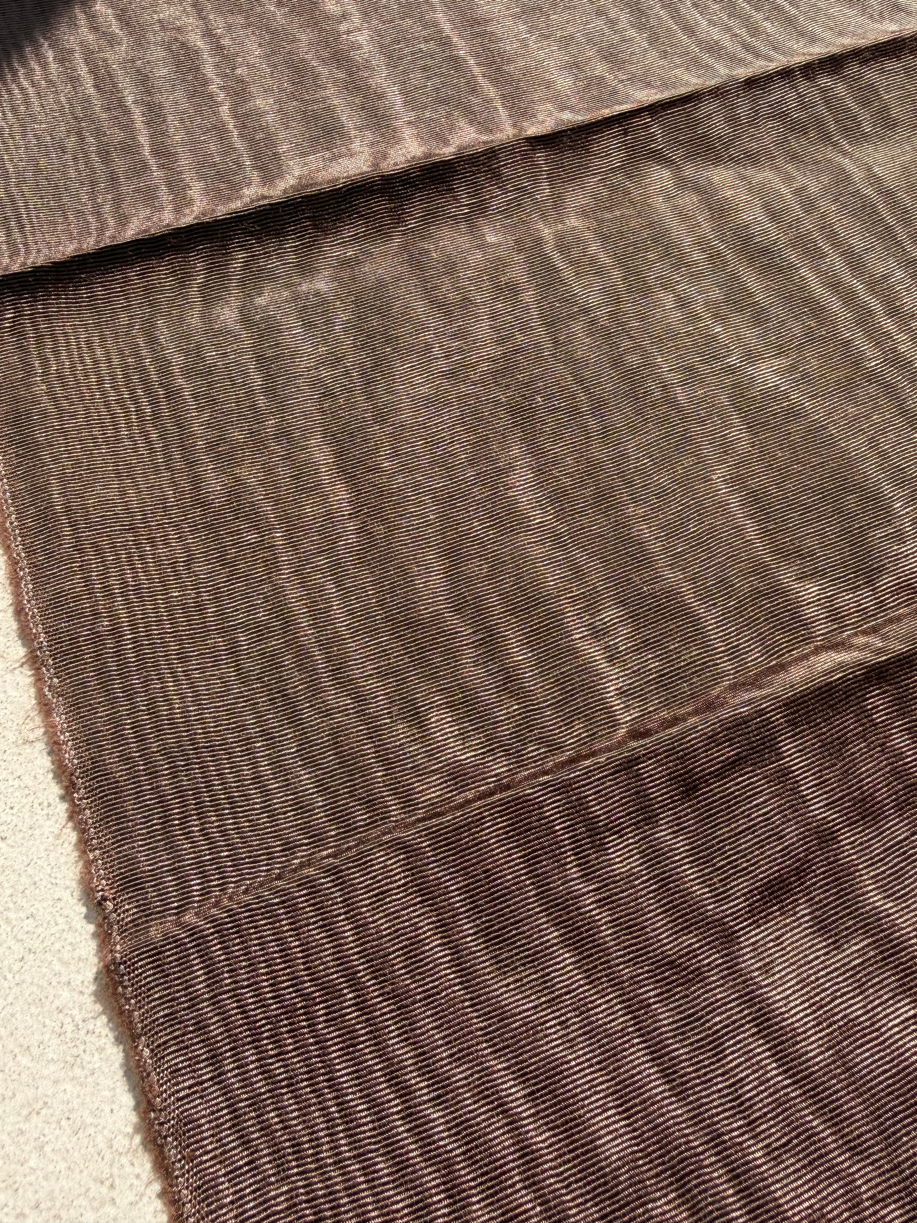 Light Brown Moire Kutnu Silk Fabric – Handwoven Ottoman Watermark Textile | Luxury Upholstery & Interior Design Fabric