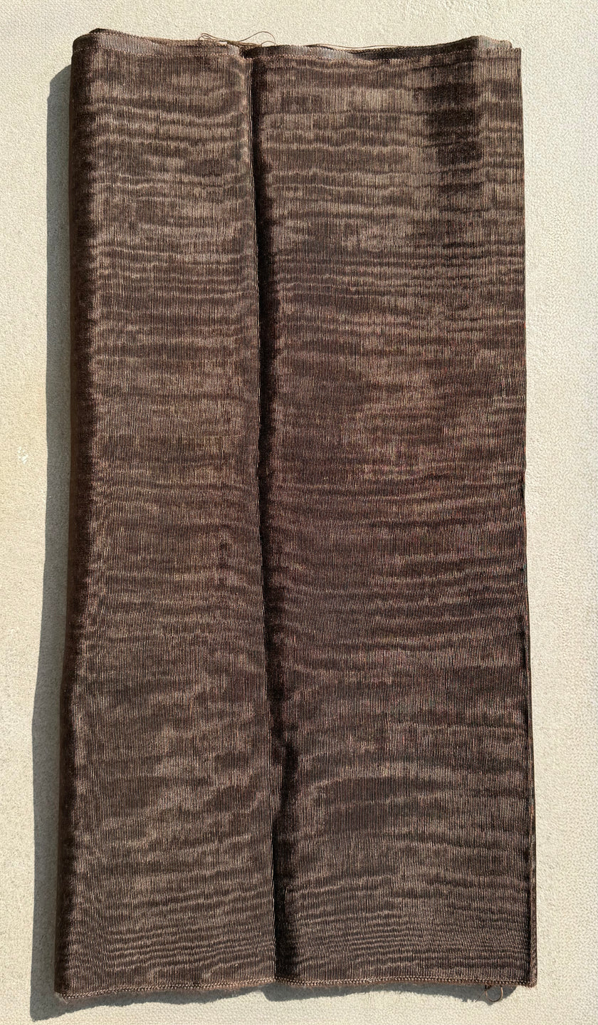 Light Brown Moire Kutnu Silk Fabric – Handwoven Ottoman Watermark Textile | Luxury Upholstery & Interior Design Fabric