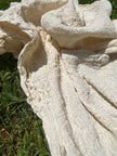 Neutral Stretchy Crinkle Cotton Fabric, Textured Surface, Off White Handwoven.