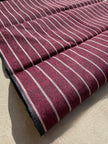 Handwoven Ottoman Kutnu Silk Fabric – Red & Silver Striped Luxury Upholstery Textile | Silk Cotton Heritage Weave