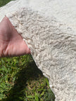 Neutral Stretchy Crinkle Cotton Fabric, Textured Surface, Off White Handwoven.
