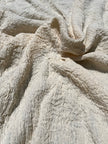 Neutral Stretchy Crinkle Cotton Fabric, Textured Surface, Off White Handwoven.
