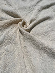 Neutral Stretchy Crinkle Cotton Fabric, Textured Surface, Off White Handwoven.