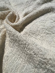 Neutral Stretchy Crinkle Cotton Fabric, Textured Surface, Off White Handwoven.