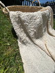 Neutral Stretchy Crinkle Cotton Fabric, Textured Surface, Off White Handwoven.