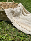 Neutral Stretchy Crinkle Cotton Fabric, Textured Surface, Off White Handwoven.
