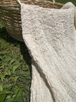 Neutral Stretchy Crinkle Cotton Fabric, Textured Surface, Off White Handwoven.
