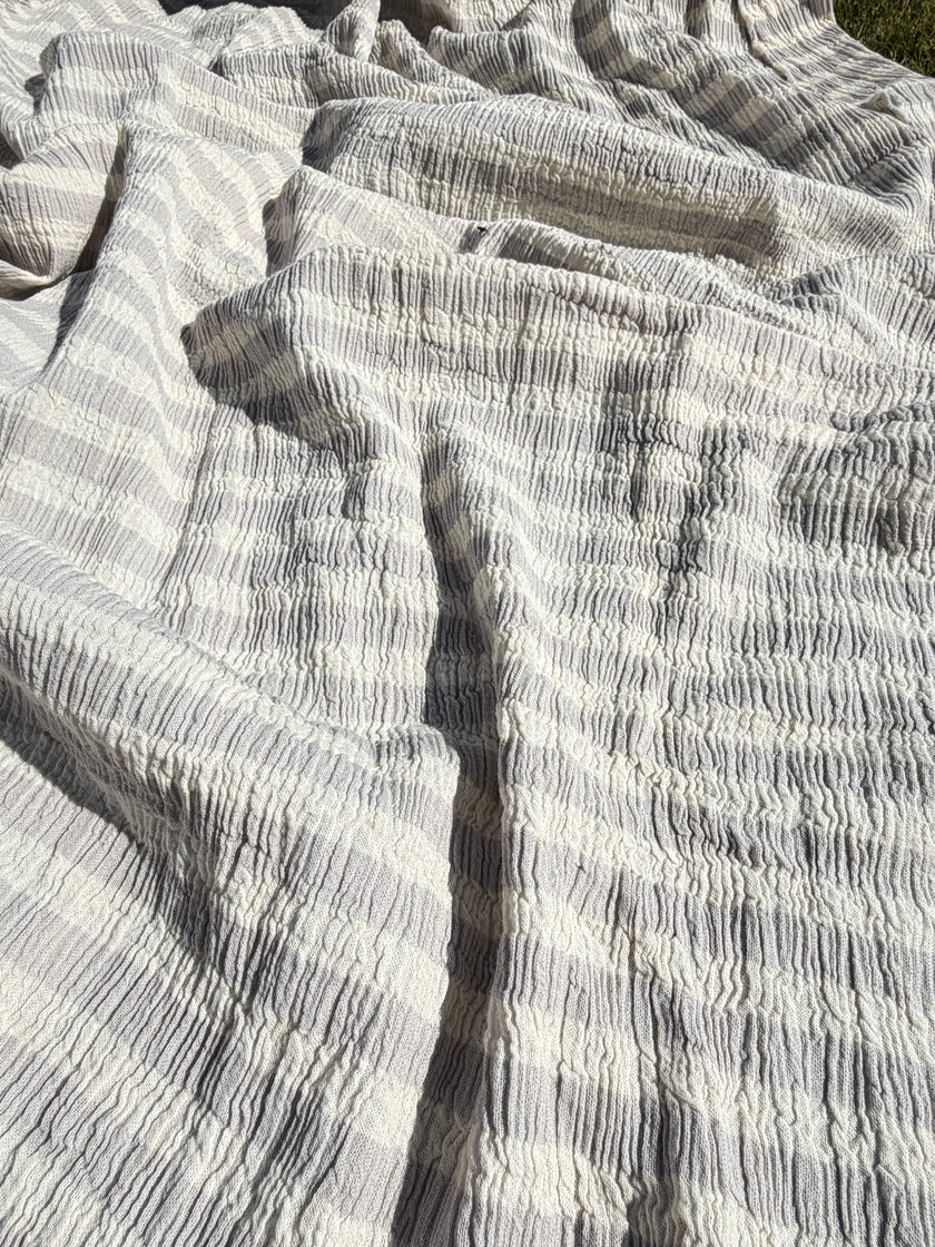 Premium Handwoven Crinkle Stripe Cotton Fabric | Resort Wear Textile
