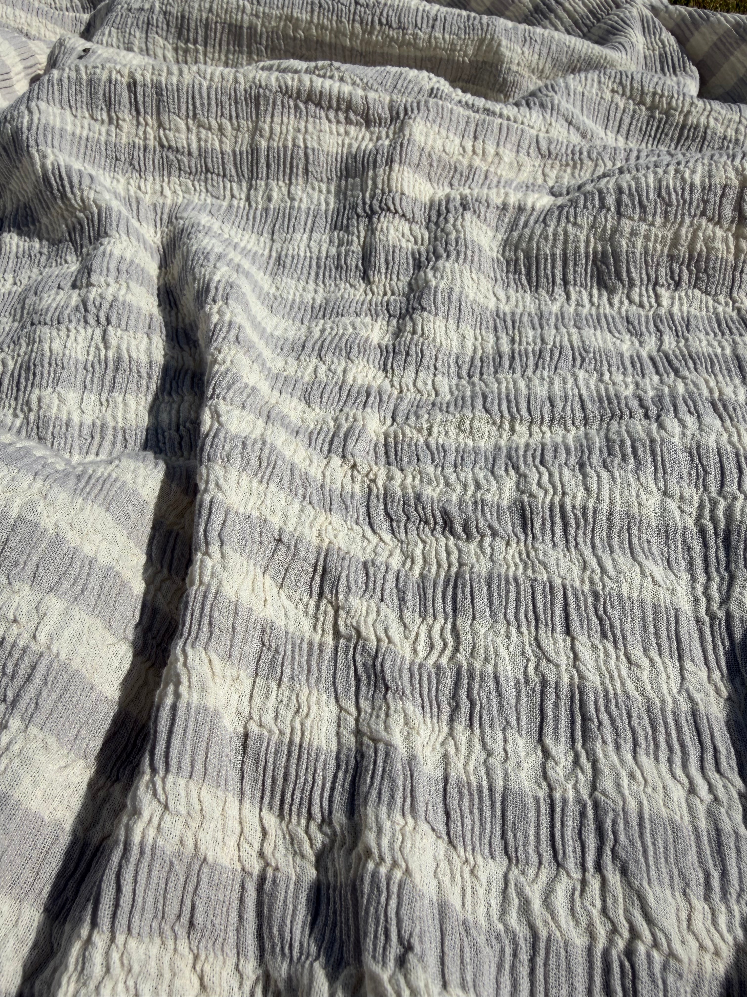 Premium Handwoven Crinkle Stripe Cotton Fabric | Resort Wear Textile