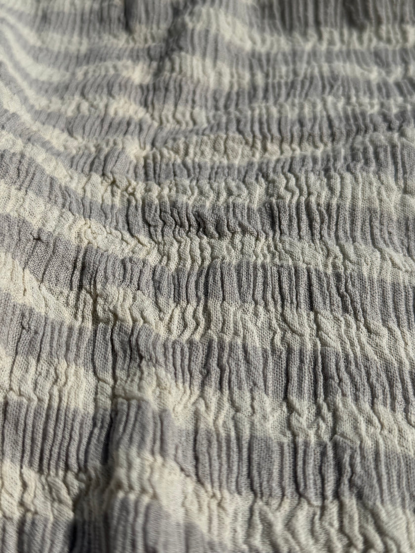 Premium Handwoven Crinkle Stripe Cotton Fabric | Resort Wear Textile