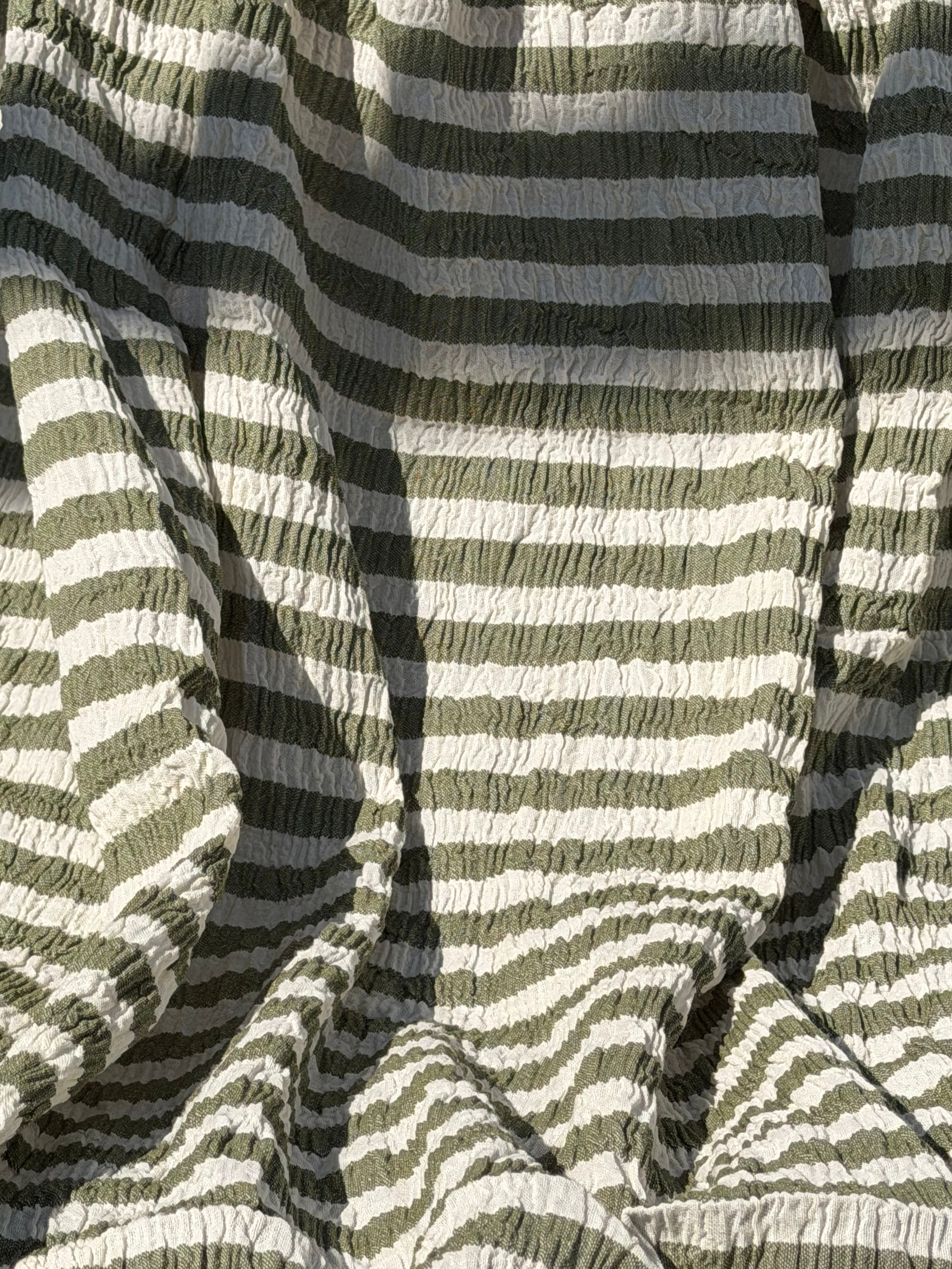 Premium Handwoven Crinkle Stripe Cotton Fabric | Resort Wear Textile