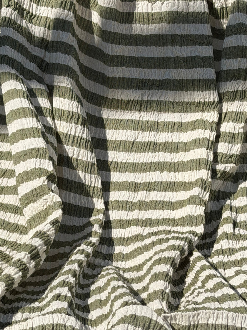 Premium Handwoven Crinkle Stripe Cotton Fabric | Resort Wear Textile