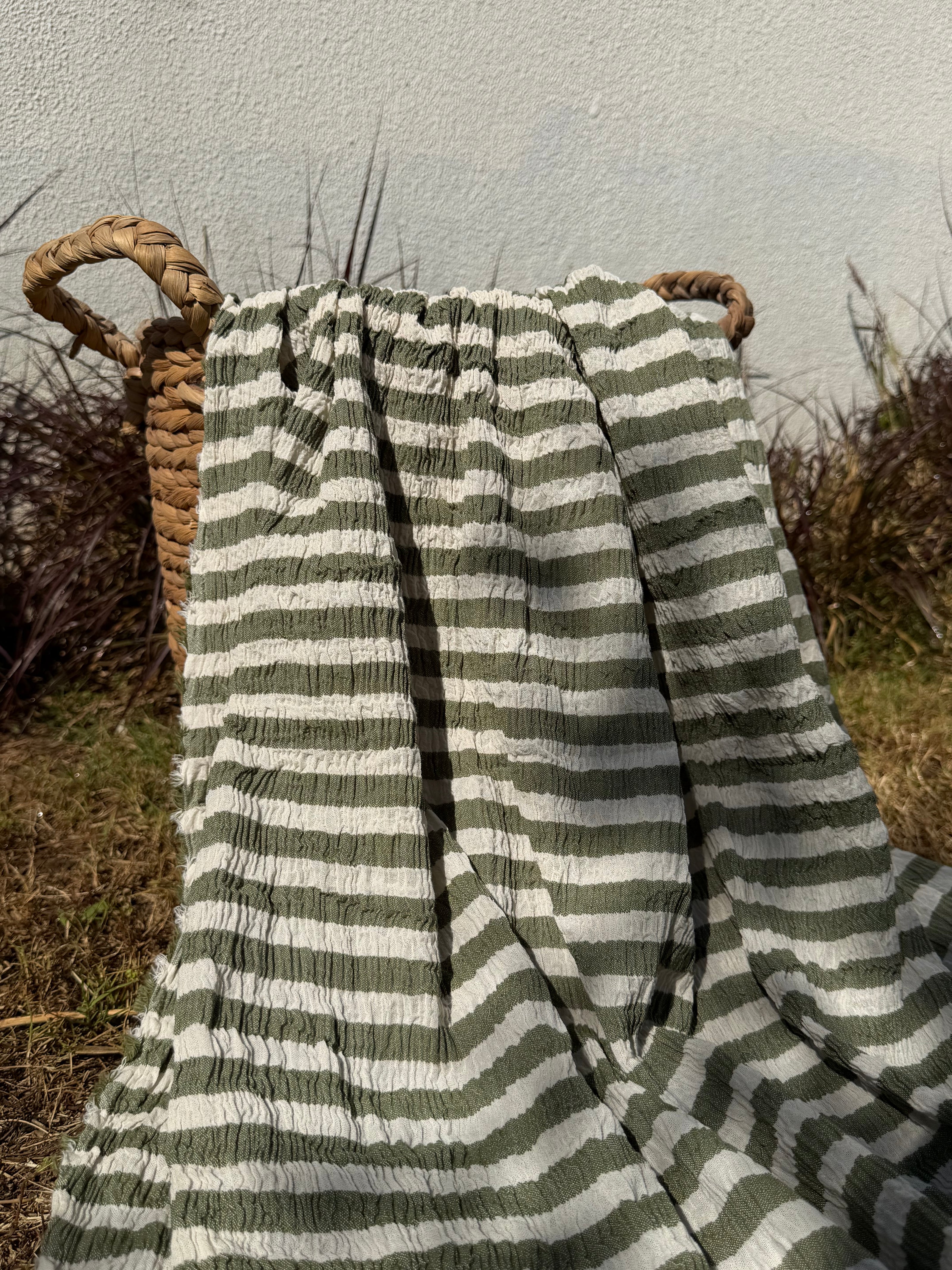 Premium Handwoven Crinkle Stripe Cotton Fabric | Resort Wear Textile