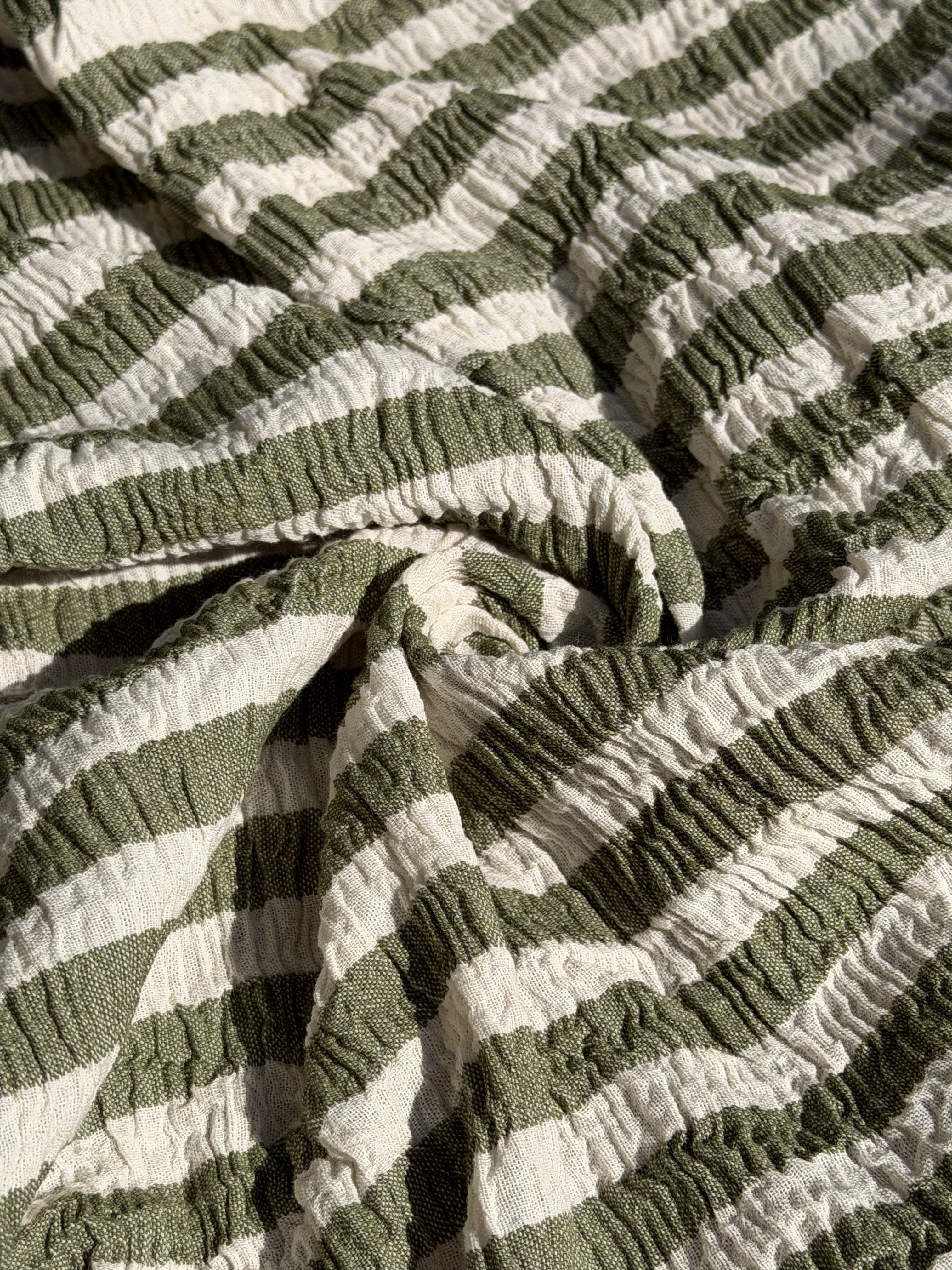 Premium Handwoven Crinkle Stripe Cotton Fabric | Resort Wear Textile