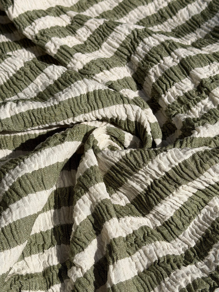 Premium Handwoven Crinkle Stripe Cotton Fabric | Resort Wear Textile