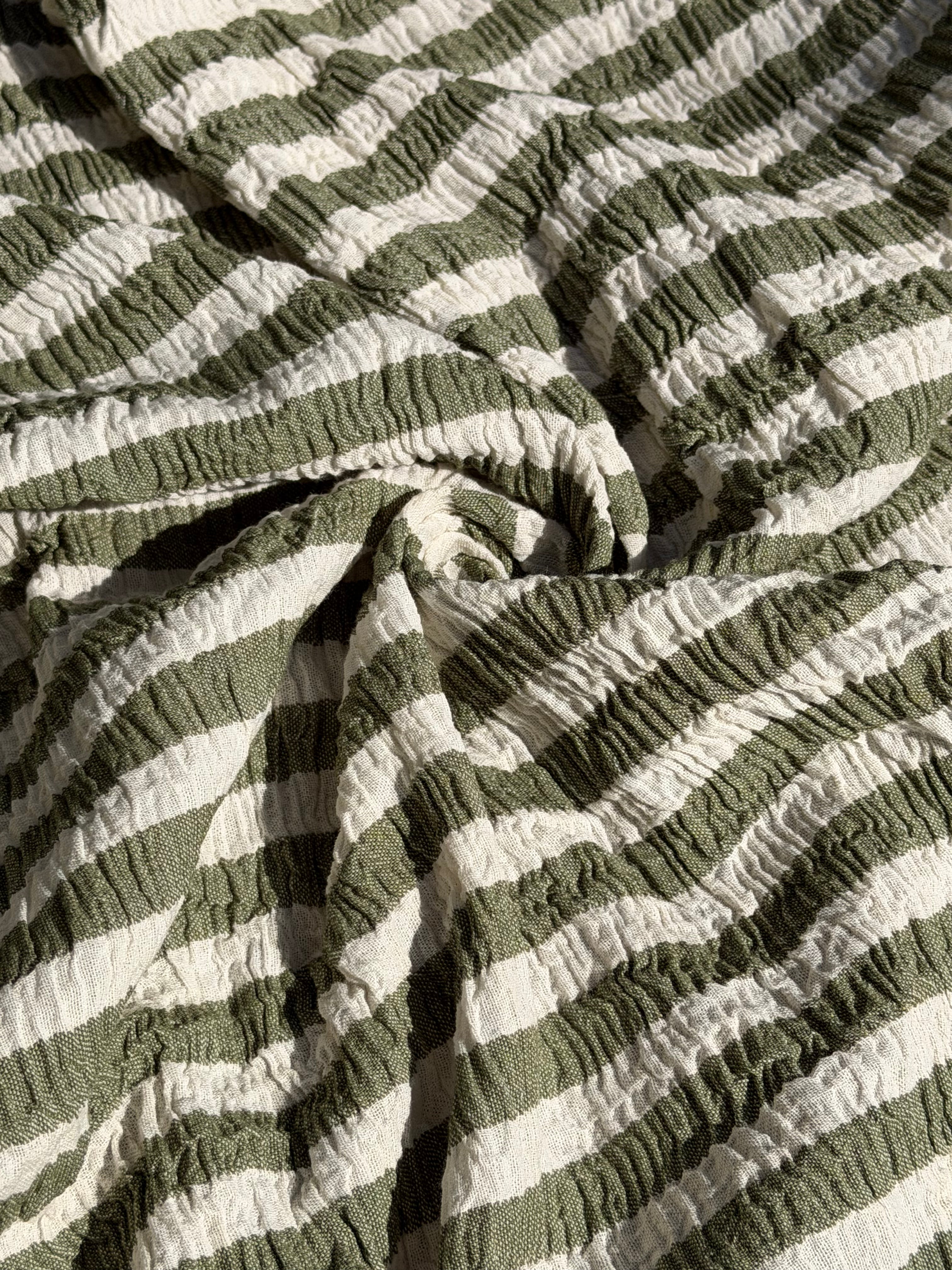 Premium Handwoven Crinkle Stripe Cotton Fabric | Resort Wear Textile
