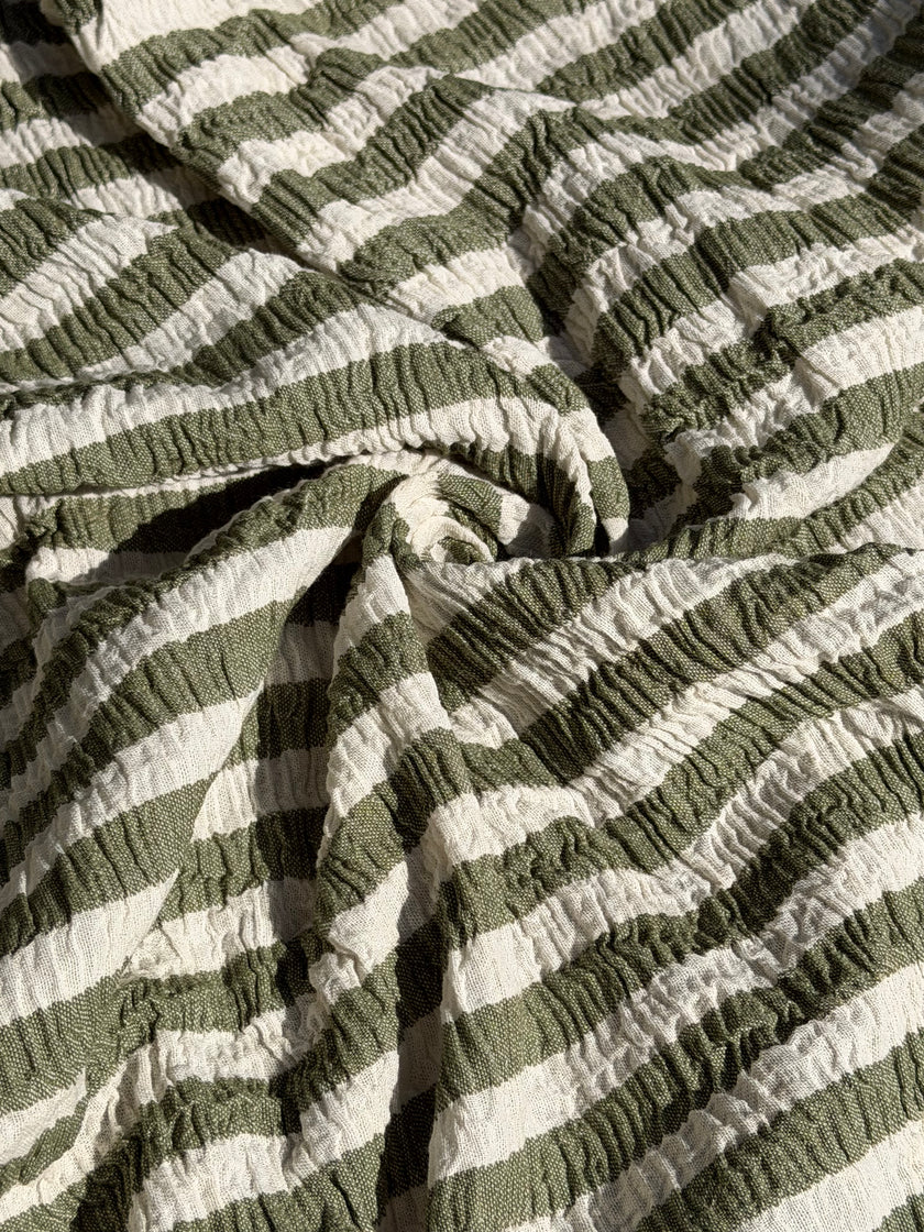 Premium Handwoven Crinkle Stripe Cotton Fabric | Resort Wear Textile