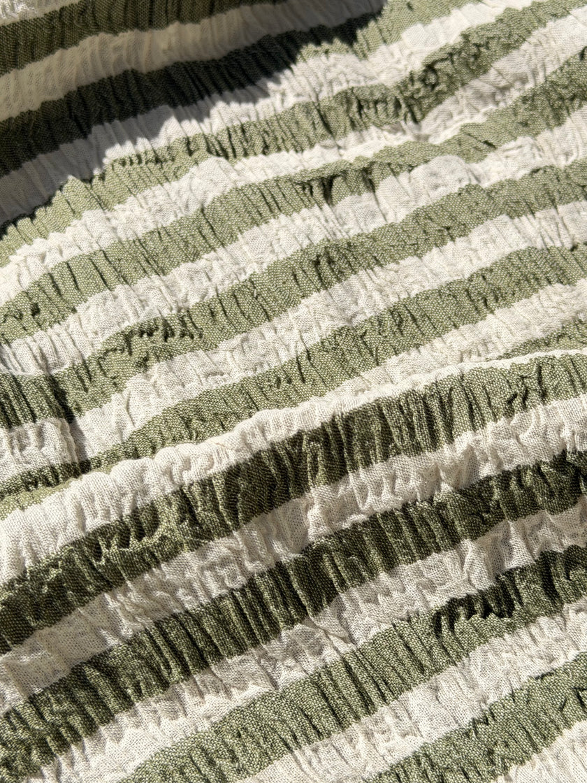 Premium Handwoven Crinkle Stripe Cotton Fabric | Resort Wear Textile