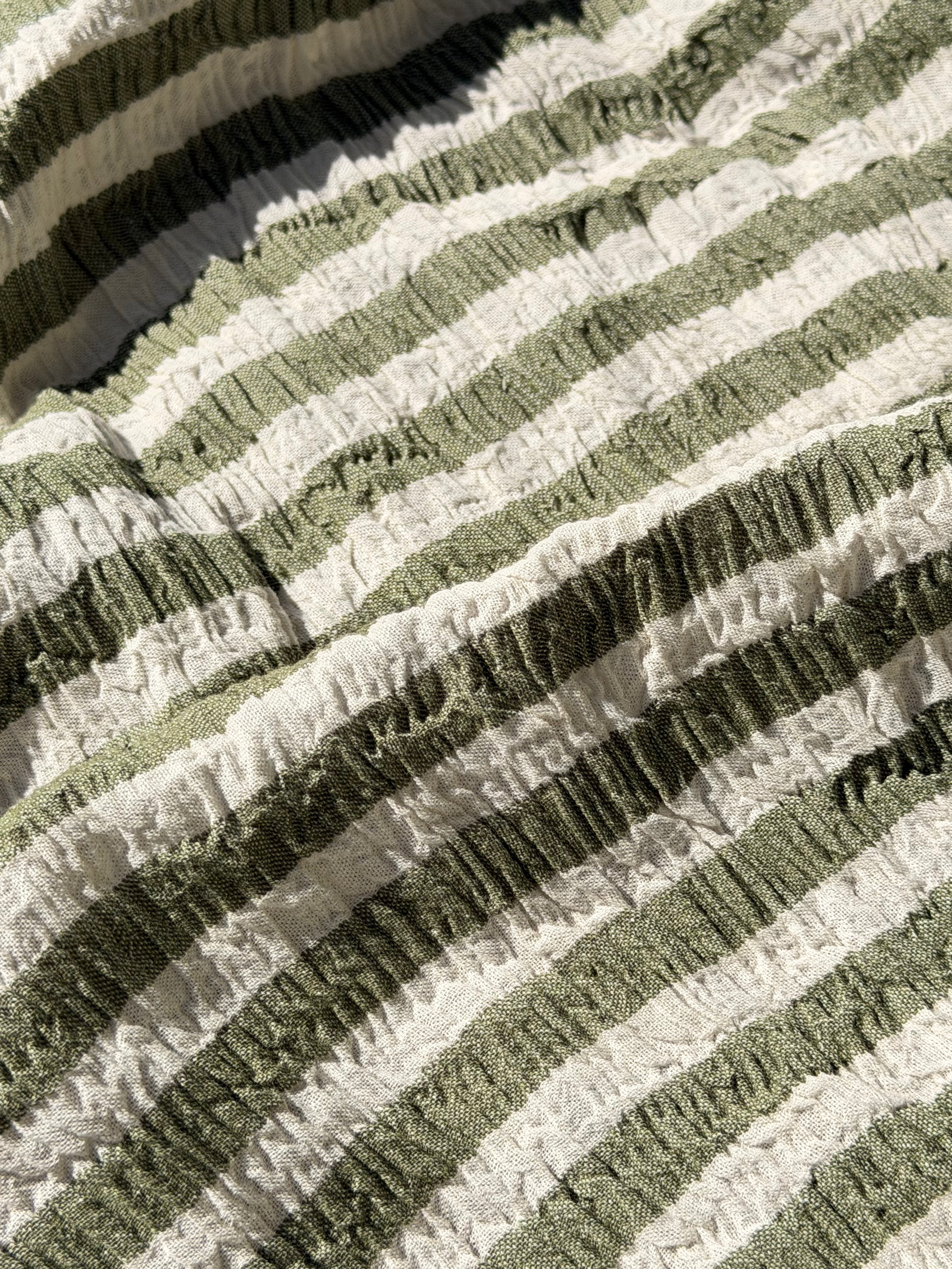 Premium Handwoven Crinkle Stripe Cotton Fabric | Resort Wear Textile