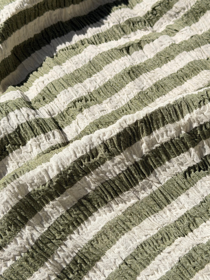 Premium Handwoven Crinkle Stripe Cotton Fabric | Resort Wear Textile