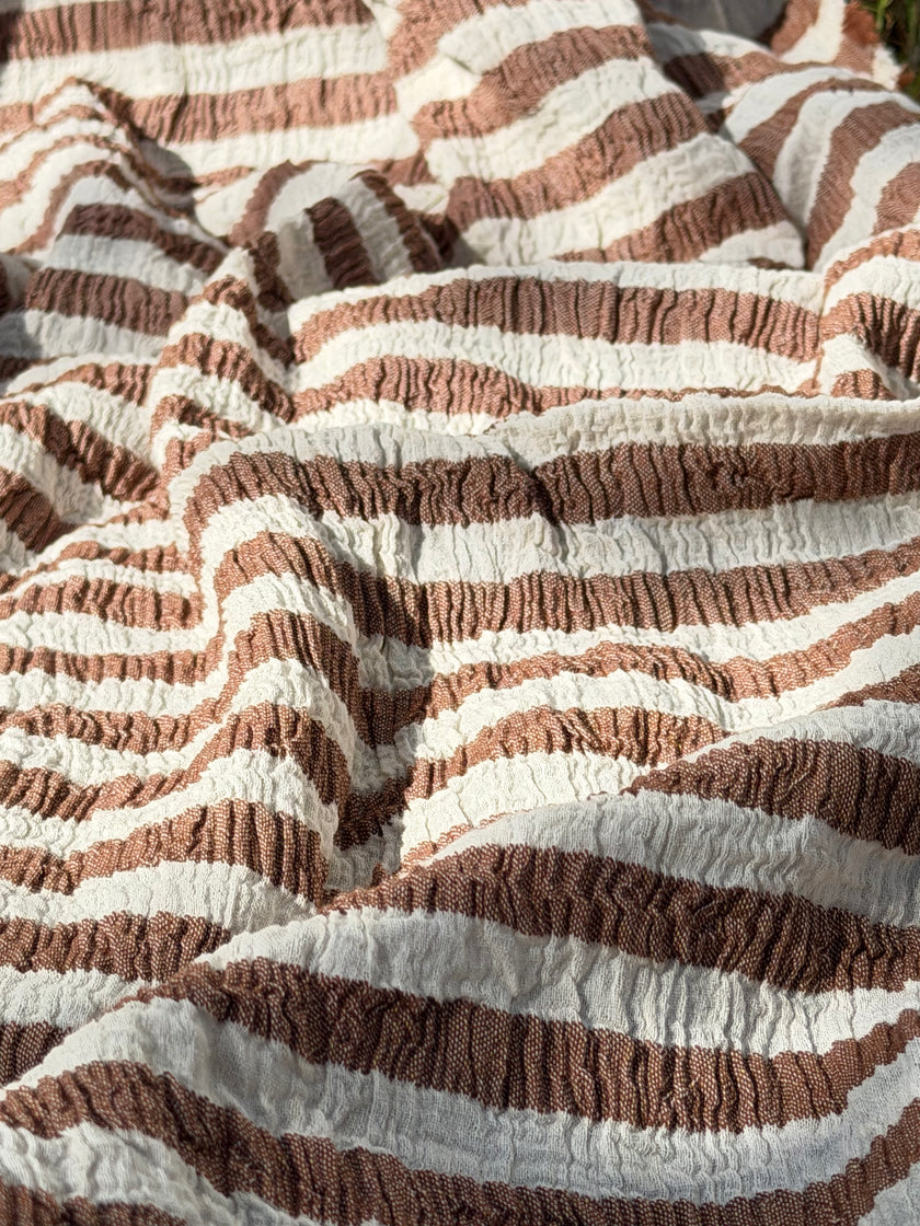 Premium Handwoven Crinkle Stripe Cotton Fabric | Resort Wear Textile