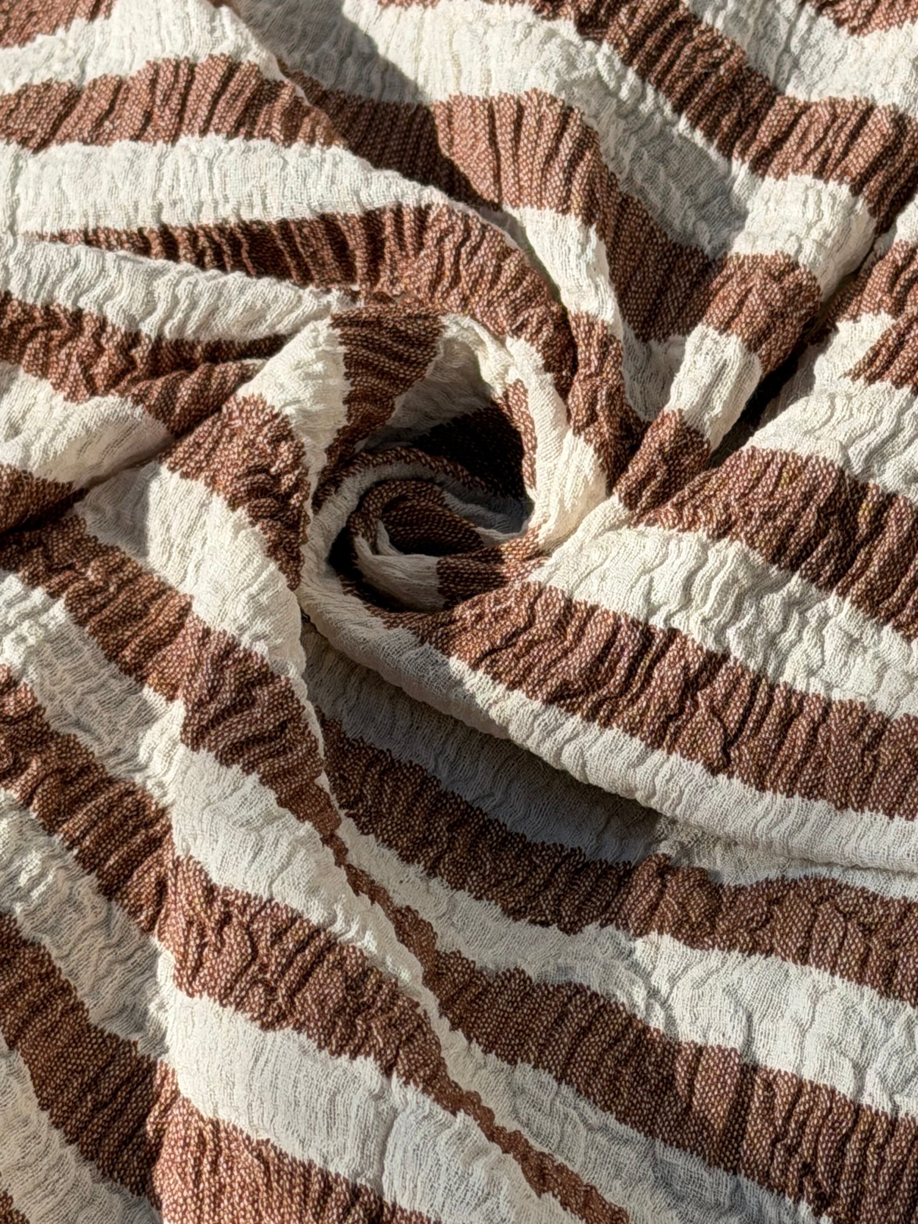 Premium Handwoven Crinkle Stripe Cotton Fabric | Resort Wear Textile