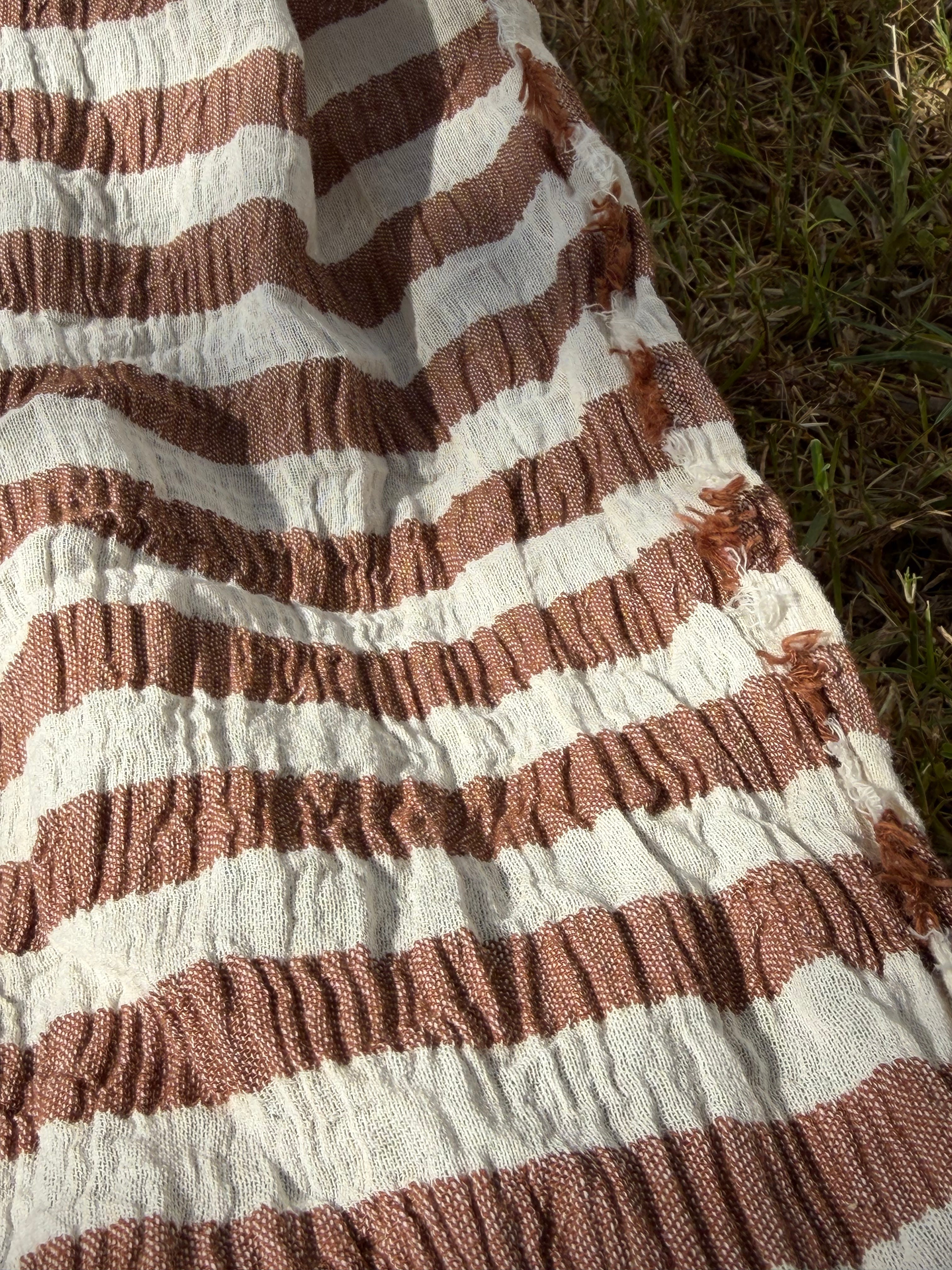 Premium Handwoven Crinkle Stripe Cotton Fabric | Resort Wear Textile