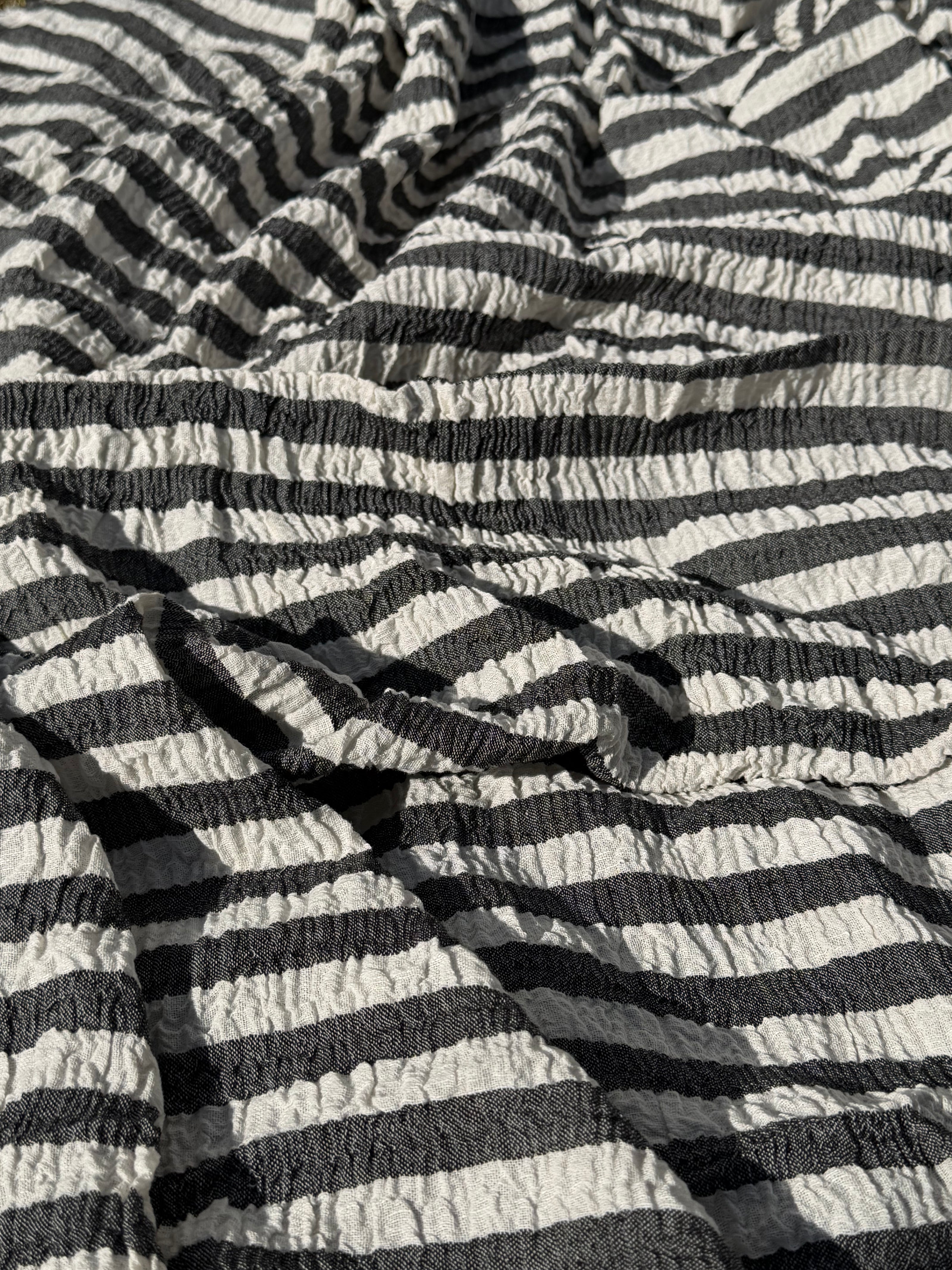 Premium Handwoven Crinkle Stripe Cotton Fabric | Resort Wear Textile
