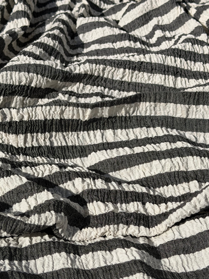 Premium Handwoven Crinkle Stripe Cotton Fabric | Resort Wear Textile