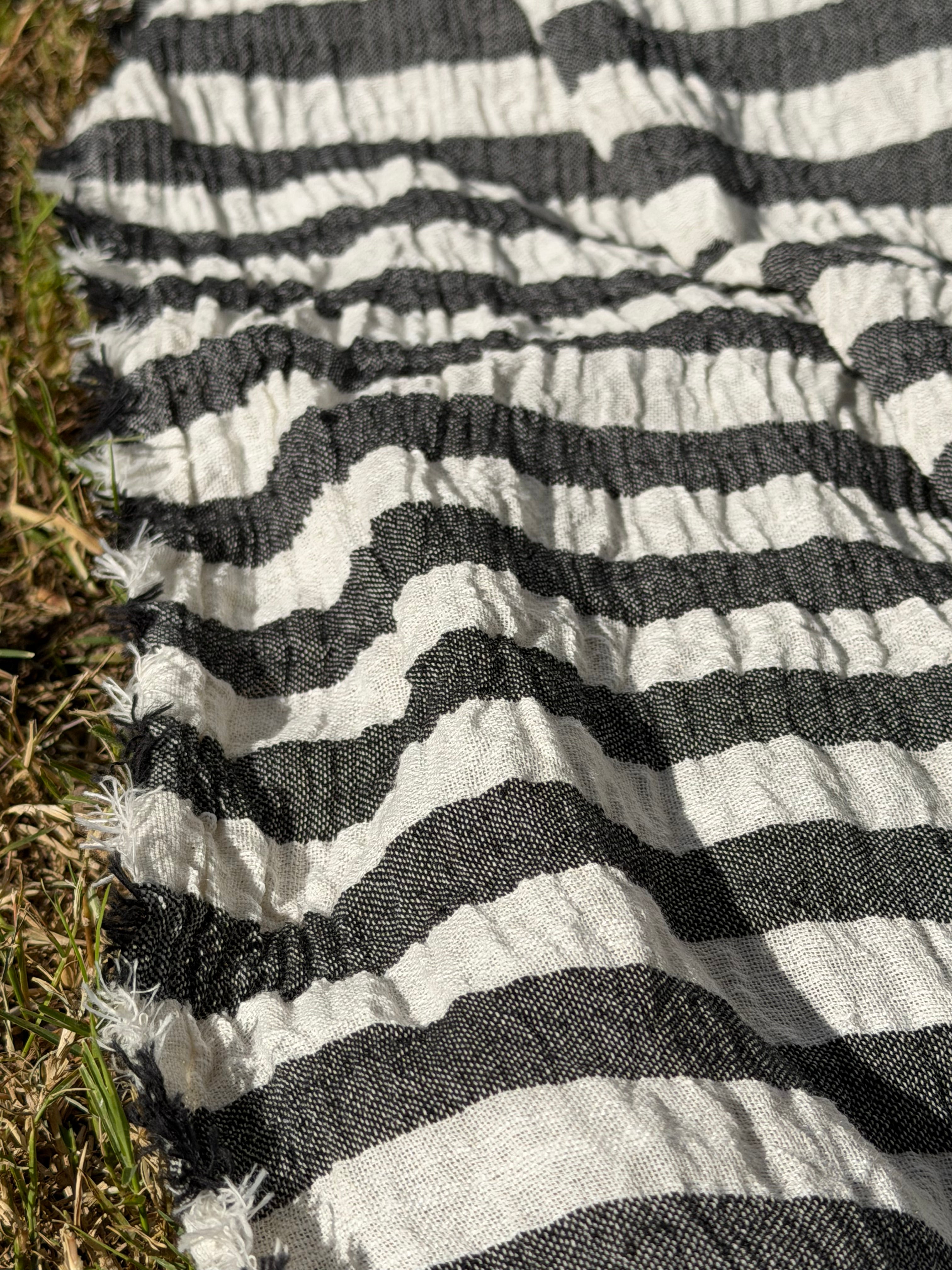 Premium Handwoven Crinkle Stripe Cotton Fabric | Resort Wear Textile