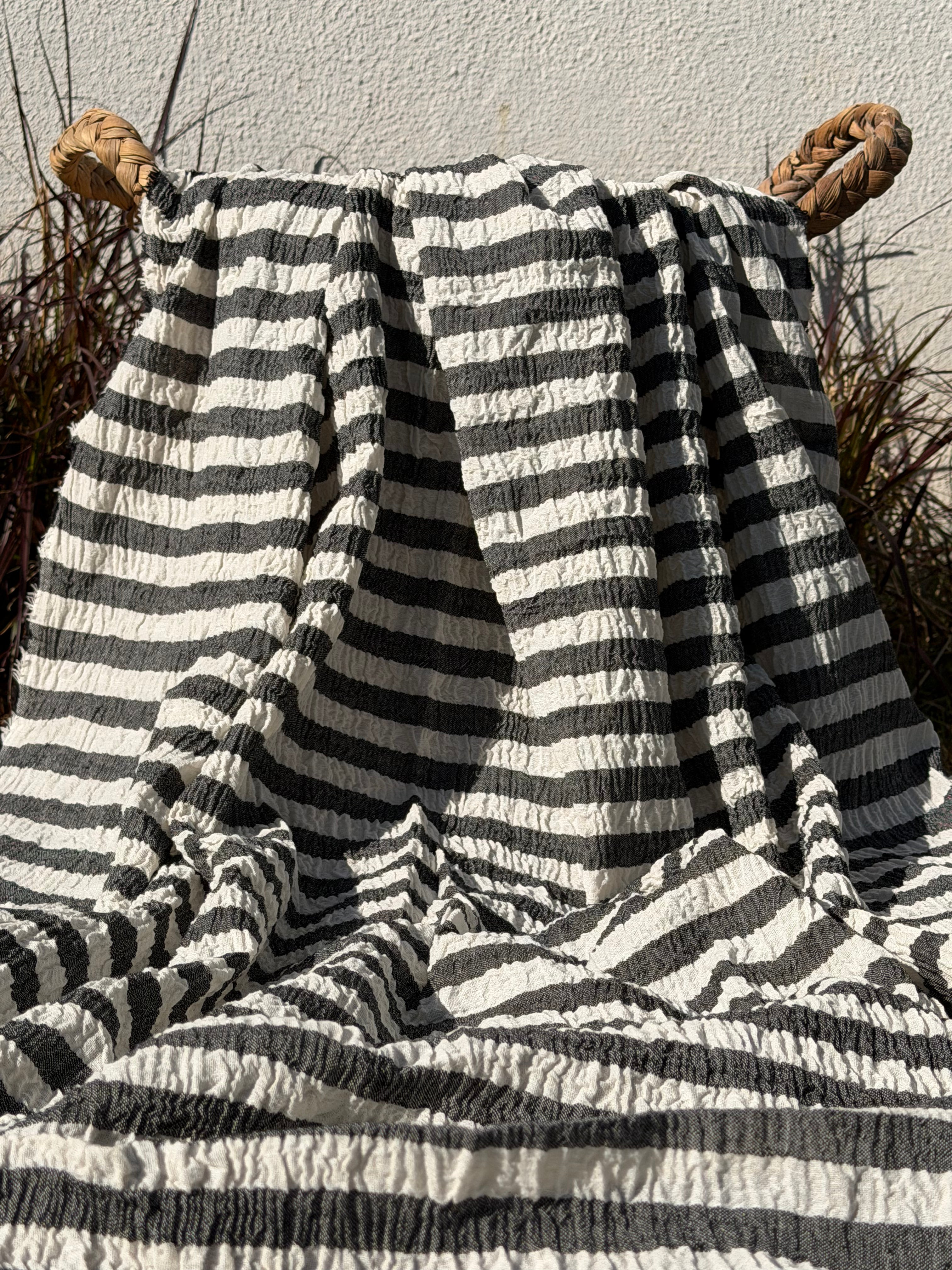Premium Handwoven Crinkle Stripe Cotton Fabric | Resort Wear Textile