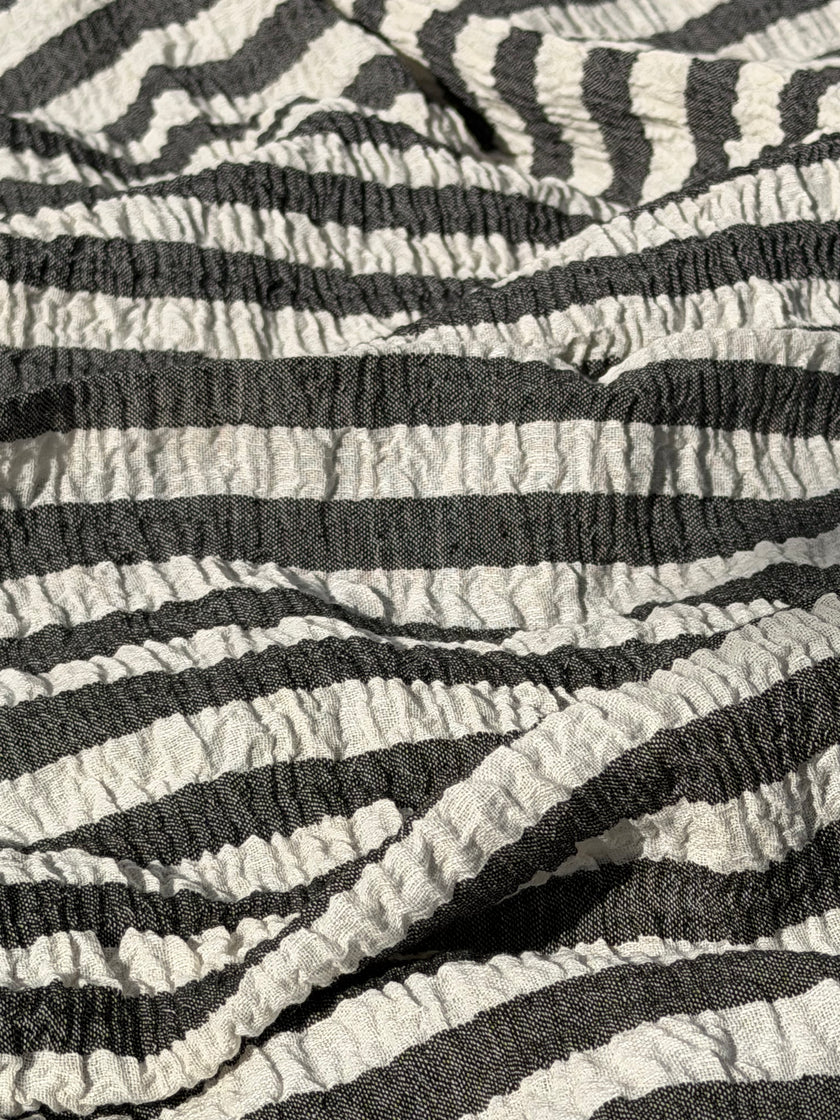 Premium Handwoven Crinkle Stripe Cotton Fabric | Resort Wear Textile