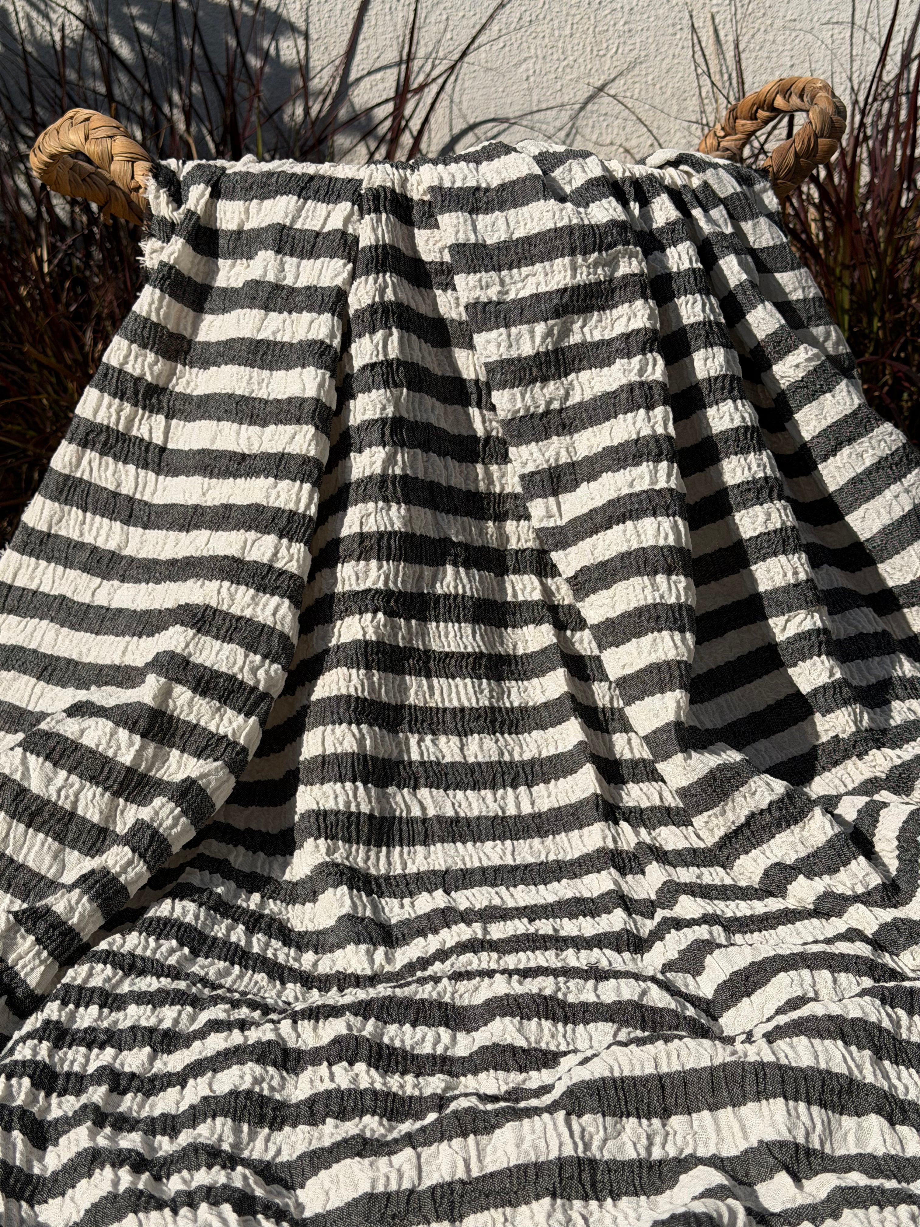 Premium Handwoven Crinkle Stripe Cotton Fabric | Resort Wear Textile