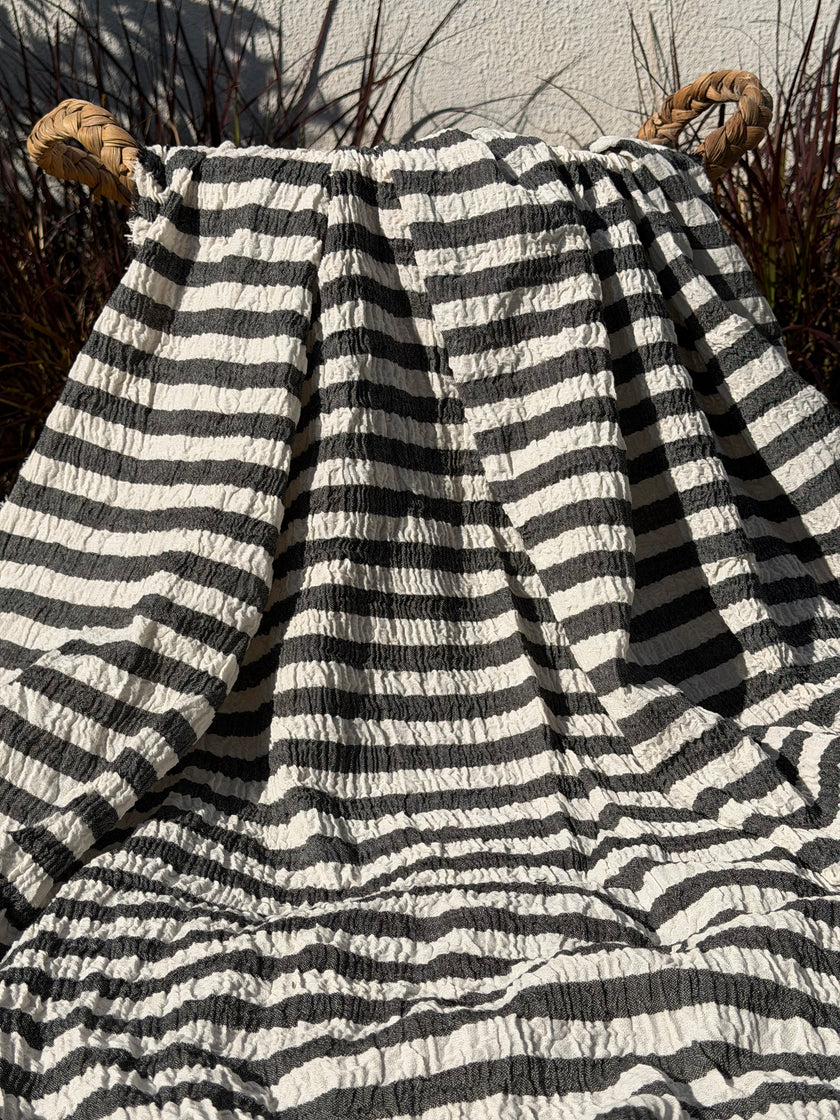 Premium Handwoven Crinkle Stripe Cotton Fabric | Resort Wear Textile