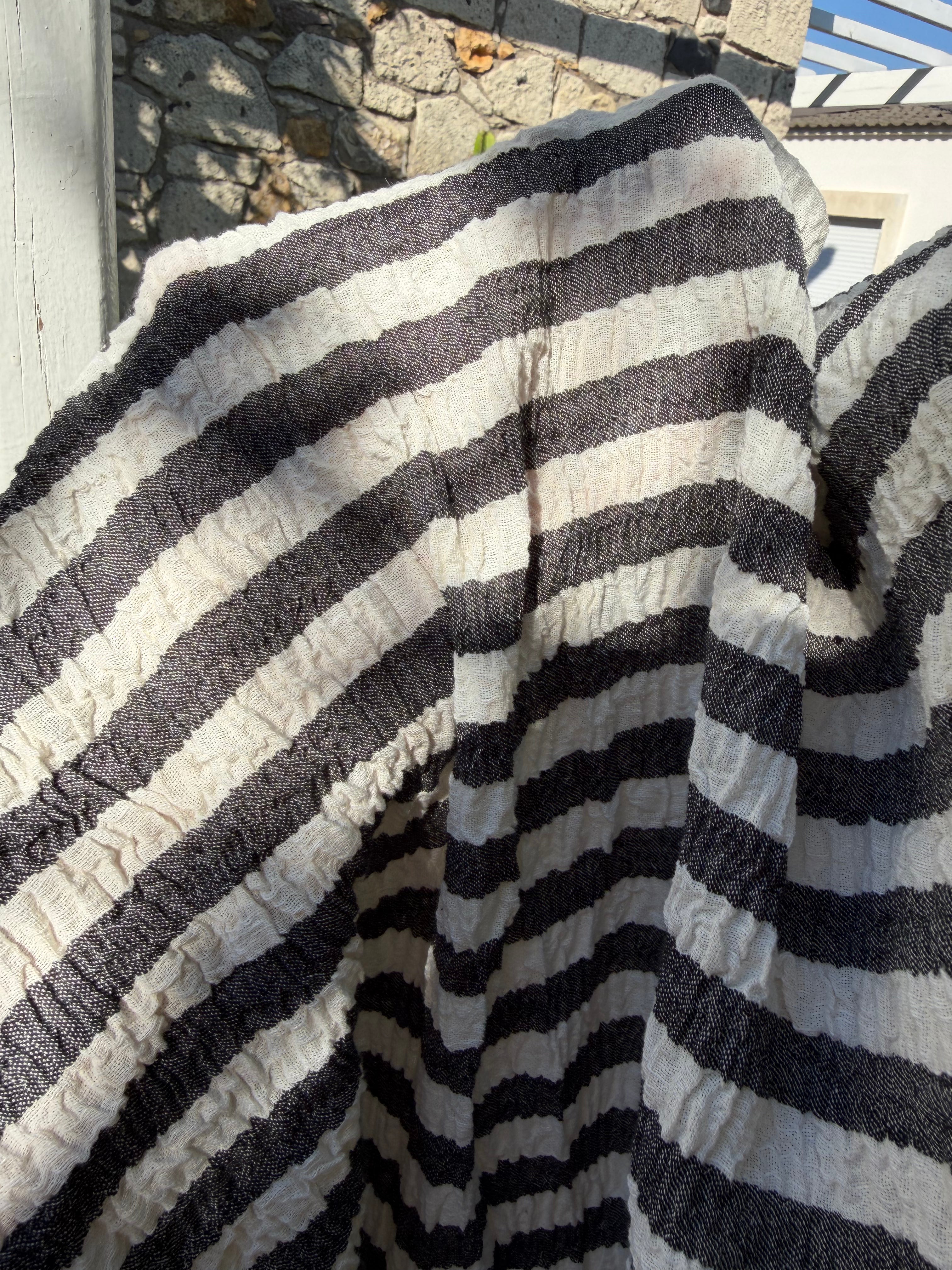 Premium Handwoven Crinkle Stripe Cotton Fabric | Resort Wear Textile