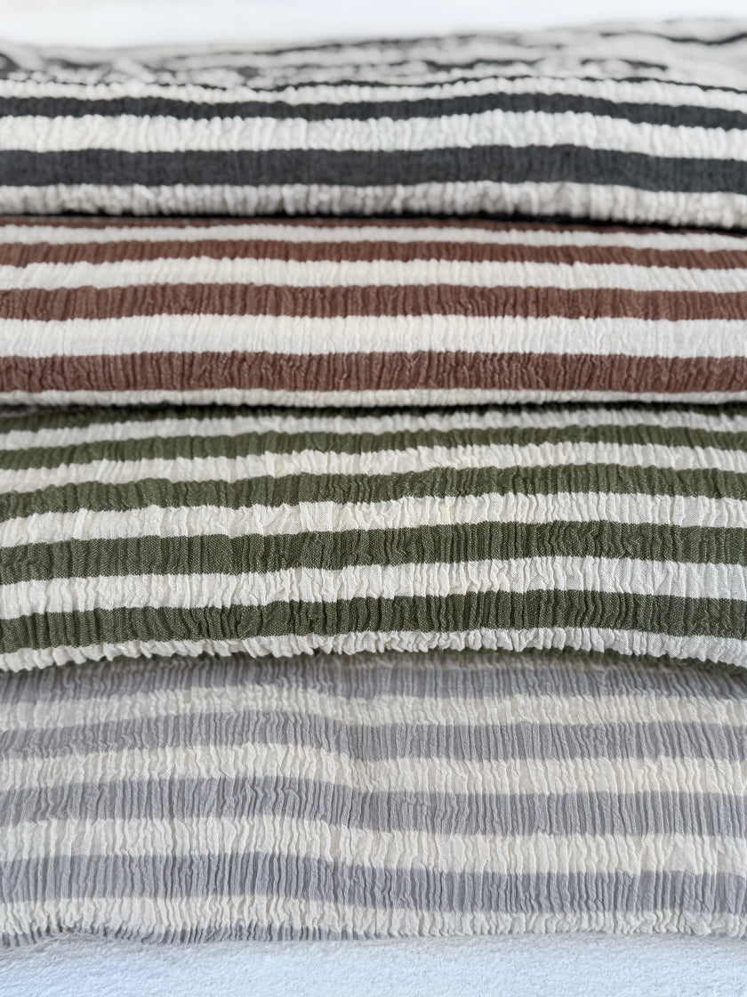 Premium Handwoven Crinkle Stripe Cotton Fabric | Resort Wear Textile