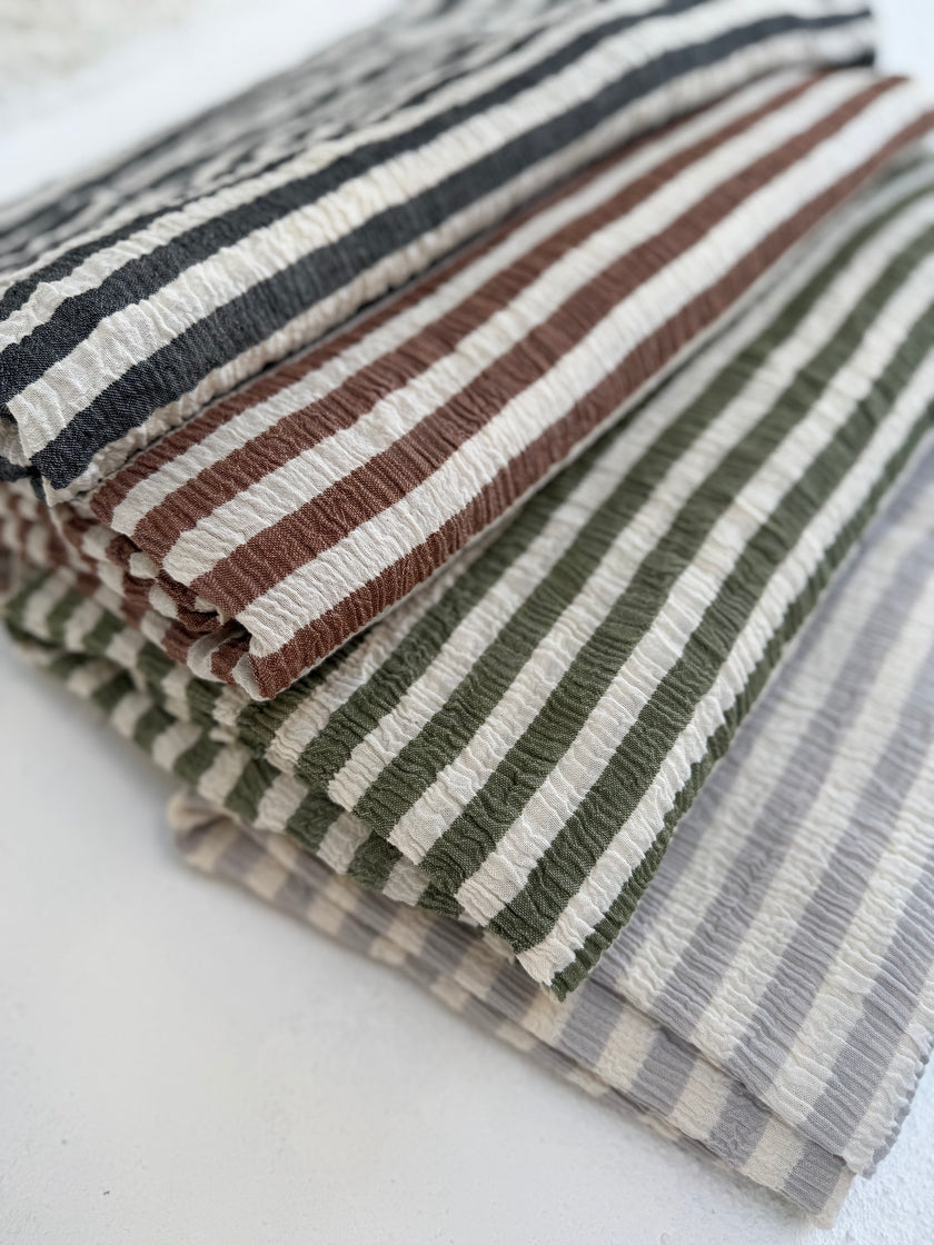 Premium Handwoven Crinkle Stripe Cotton Fabric | Resort Wear Textile