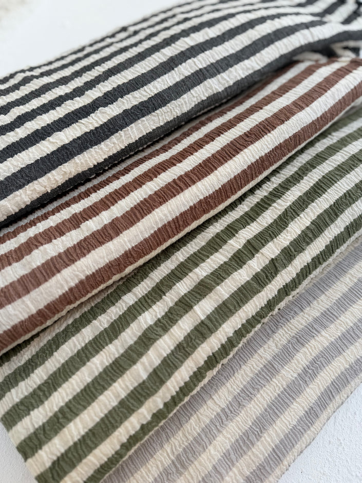 Premium Handwoven Crinkle Stripe Cotton Fabric | Resort Wear Textile