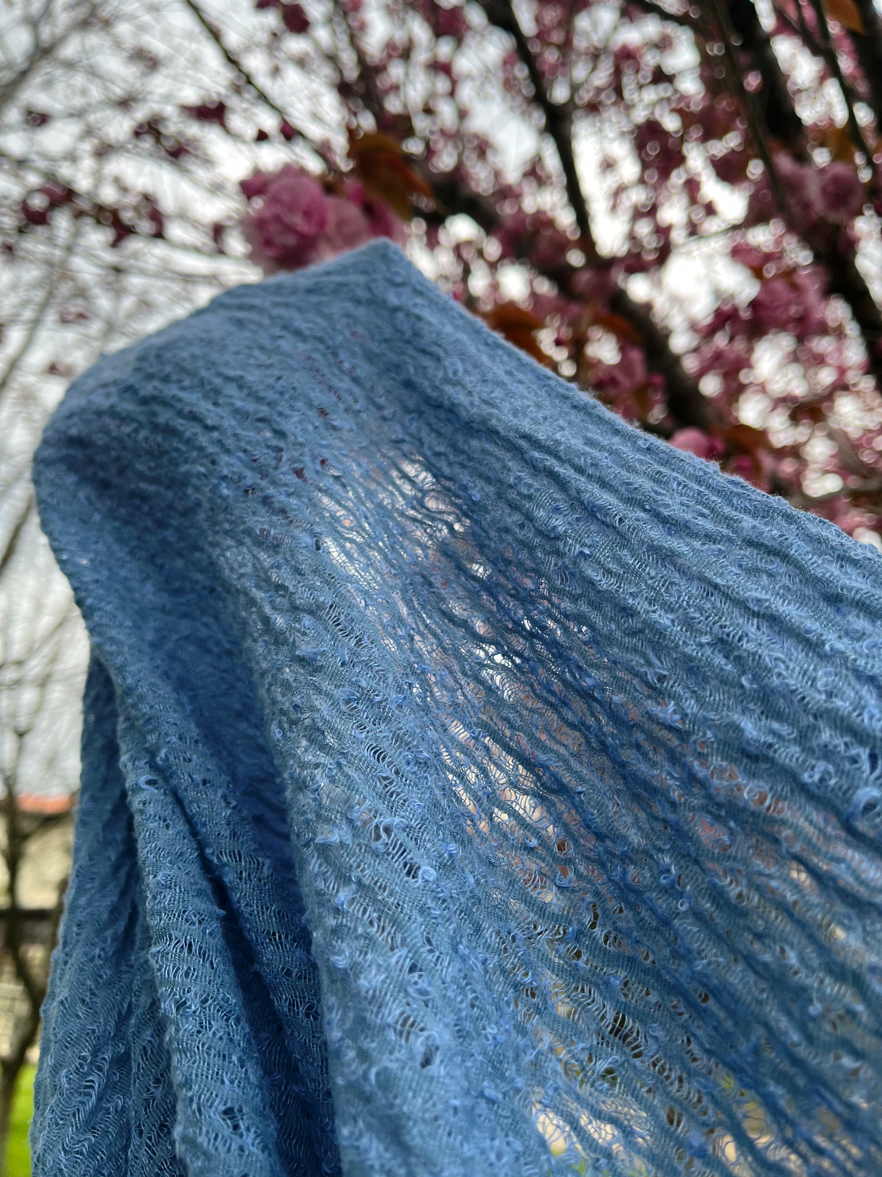 Indigo Blue Textured Sheer Linen Fabric