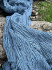 Indigo Blue Textured Sheer Linen Fabric.