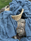 Indigo Blue Textured Sheer Linen Fabric.